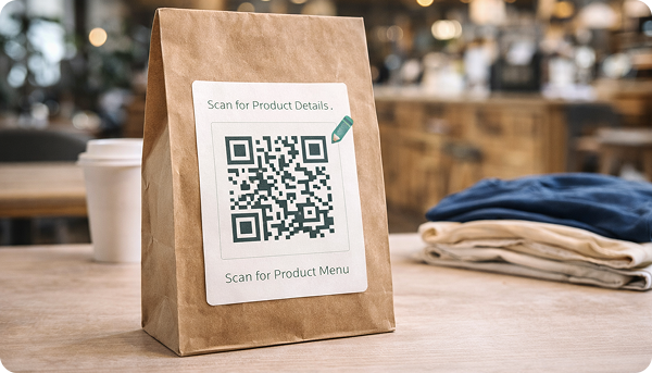 QR Code on Paper Bag Packaging Example